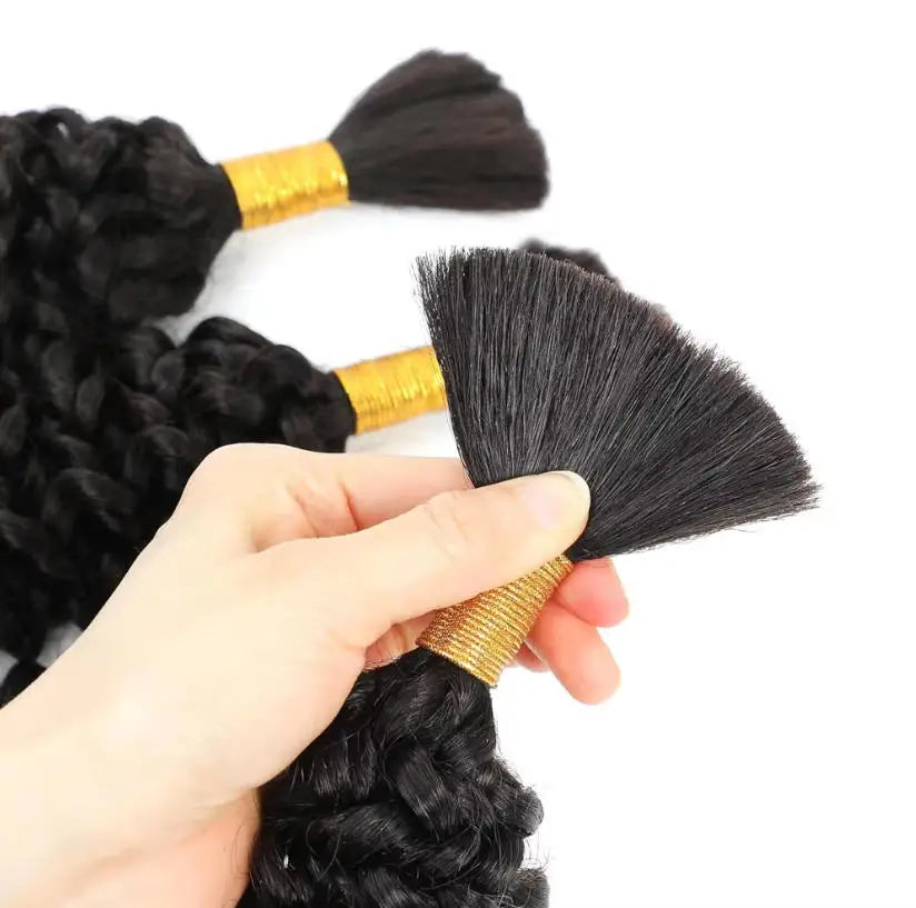 Human Braiding Hair Deep Water Wave Bulk No Weft Design 110g 1 Bulks Full Thick Bouncy Curly Bulk Hair Extensions For...