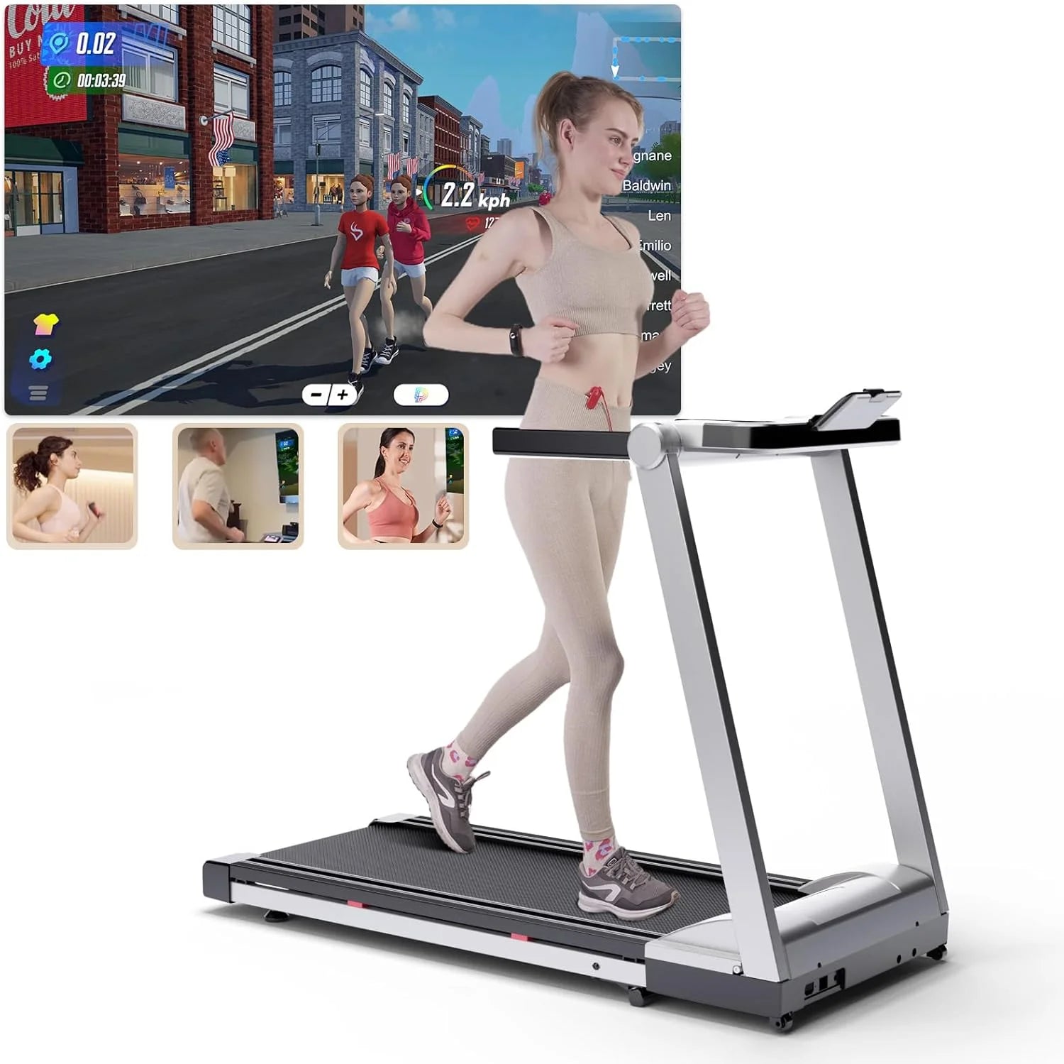 3.5HP Foldable Treadmill 350lbs Adjustable 6% Incline Walkingpad for Home/Office LCD APP Data Treadmills 10MPH Exercise Machine - Kimlud