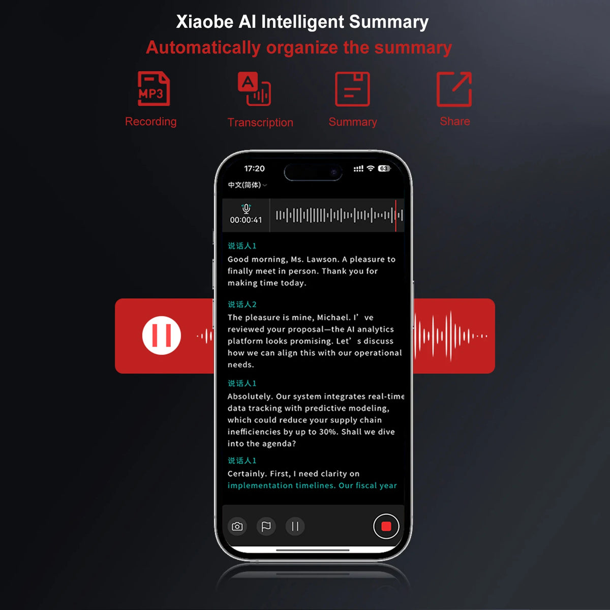 64G AI Voice Recorder Transcribe & Summarize Audio Recorder Language Translation Device Support 134 Languages for Meetings/Calls