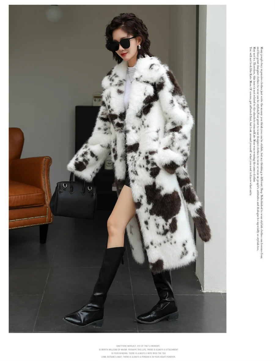 ZAROY Luxury Fluffy Faux Mink Fur Long Women's Coat Fashion Gradient Fur Winter Thick Warm Outerwear Brand Design Overcoat шу