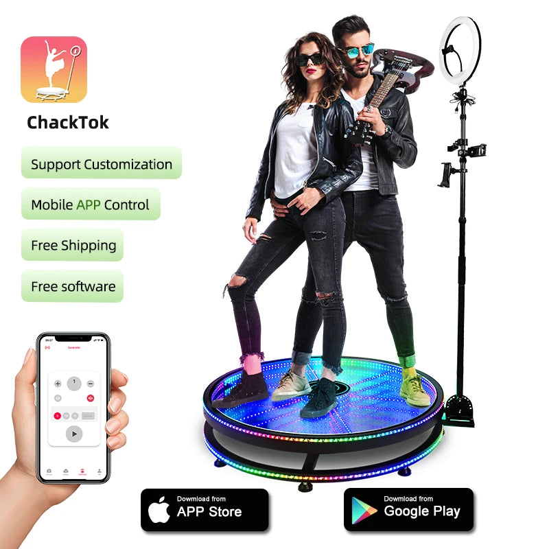 CHACKTOK 360 Photo Booth Machine for Parties 360 Spin Camera Booth with Extra Logo Customization Software APP Remote...