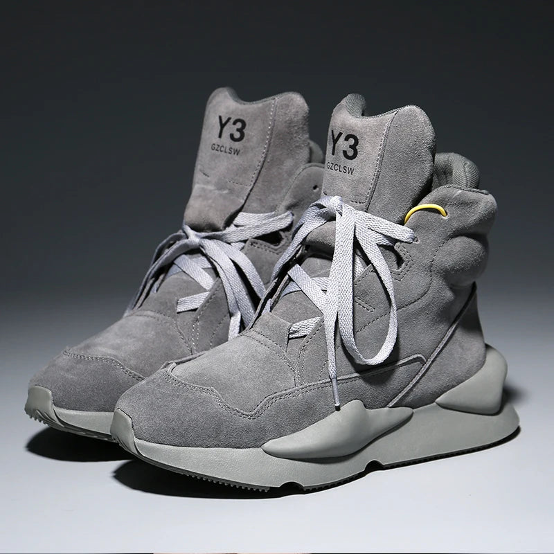 High-top Men's Sneakers Cow Suede Original Design Casual Boots Non-slip Wearable Women's Sneakers Round-toe Cool Sports Shoes - Kimlud