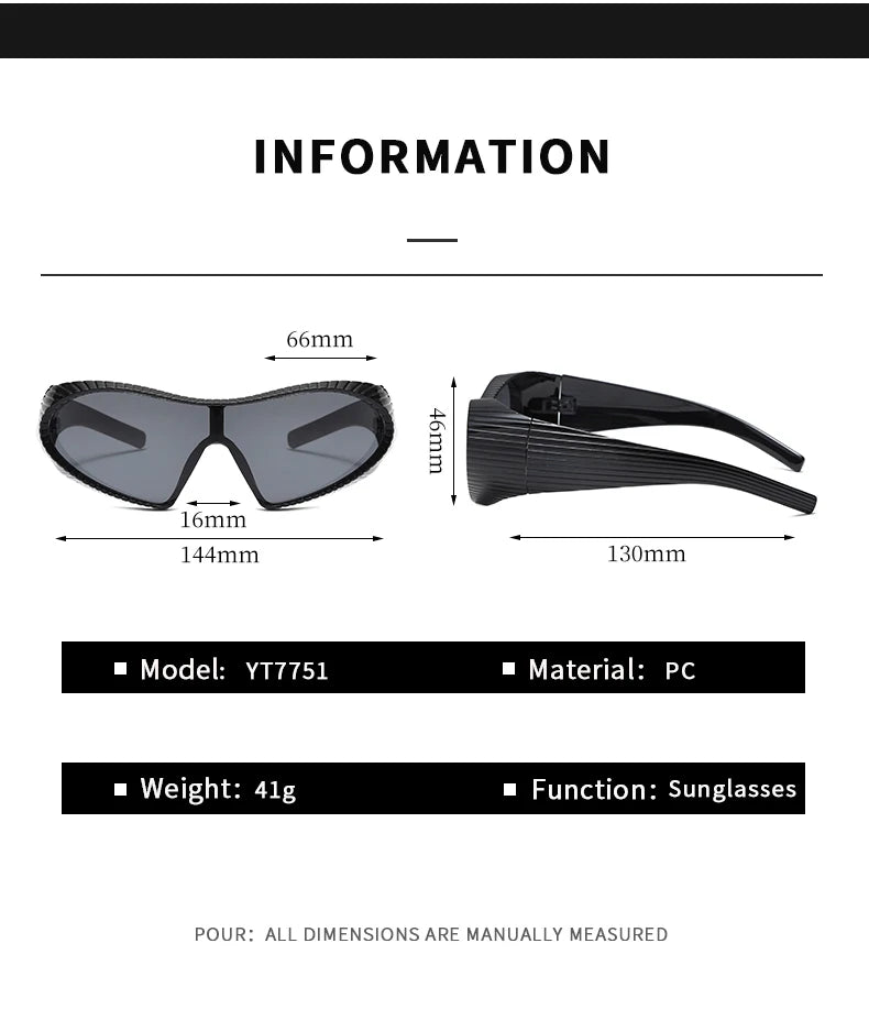 New Alien Uv Resistant Sunglasses, Punk Goggles, Futuristic Y2k Large Frame Integrated Sunglasses 7751 | Kimlud Outdoor...