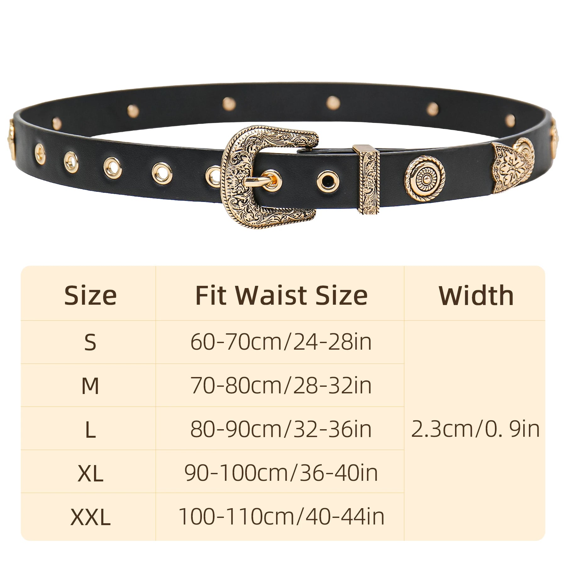 Women Studded Faux Leather Belt Fashion Western Punk for Womens Belts for Dresses Pants Jeans
