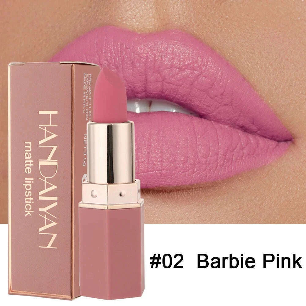 HANDAIYAN Moisturizing Long-Lasting Matte Lipstick 6-Color Non-Stick Cup Show Temperament Sexy Nude Makeup Lipsticks Cosmetics