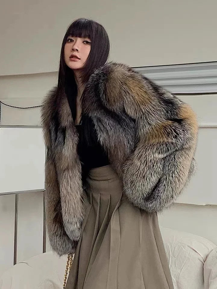 High-end Rare Gold-edged Fox Fur Fur Coat Women's Coat Internet Celebrity New Year Winter Fur Coat