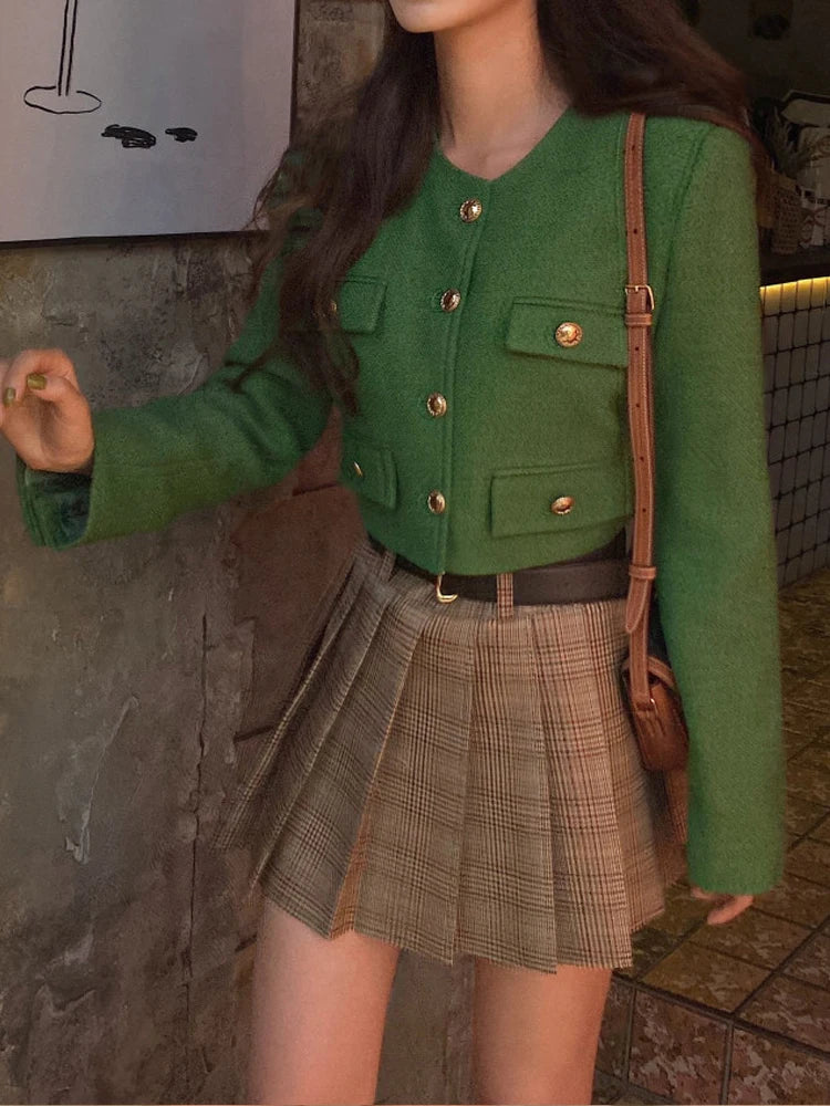 Chic ort Outerwear Women's Springtime Ele round Ne Loose Long Sve Top Faionable Design Sense Commute Sle Coat