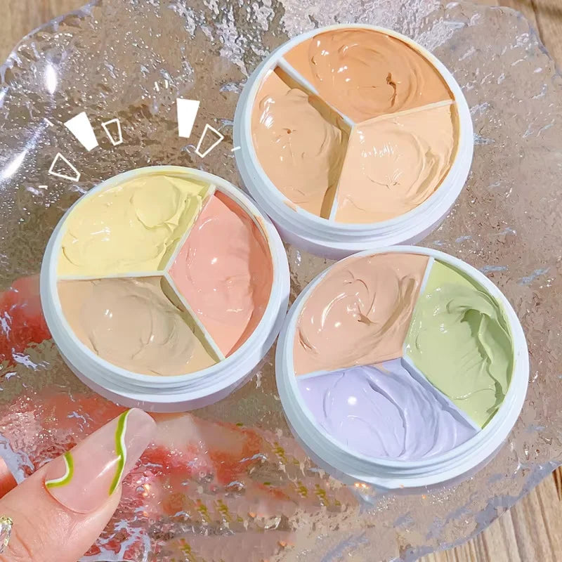 3-Color Full Coverage Concealer - Waterproof Corrector for Blemishes, Dark Circles & Fine Lines