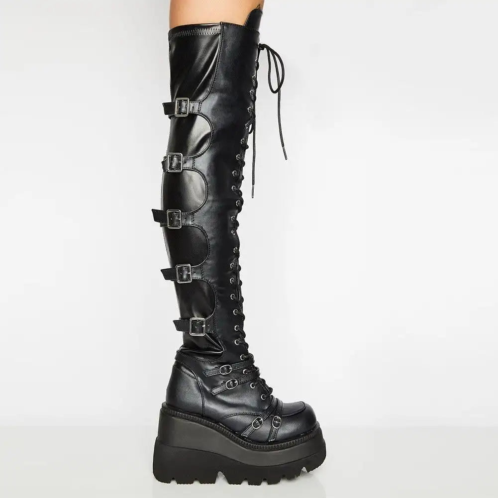 Wedges Long Boots for Women Autumn Winter Over-the-knee Boots Cosplay High Platform Women Boots New High Heel Gothic...