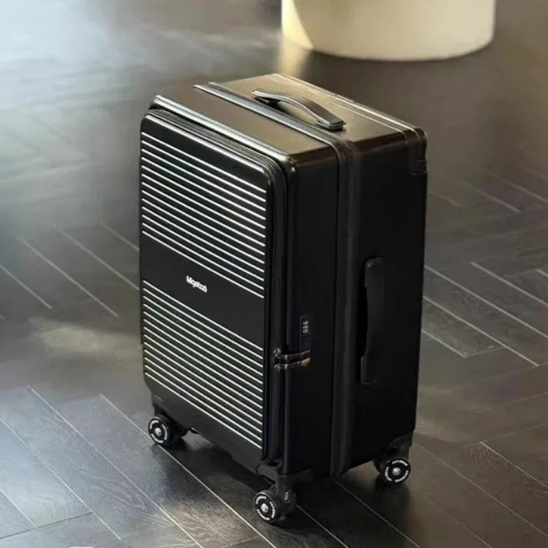 Wide Handle Trolley Suitcase Scalable Large Capacity Case Rolling Luggage Side Opening Pocket Bag With TSA Lock Colorful Wheels