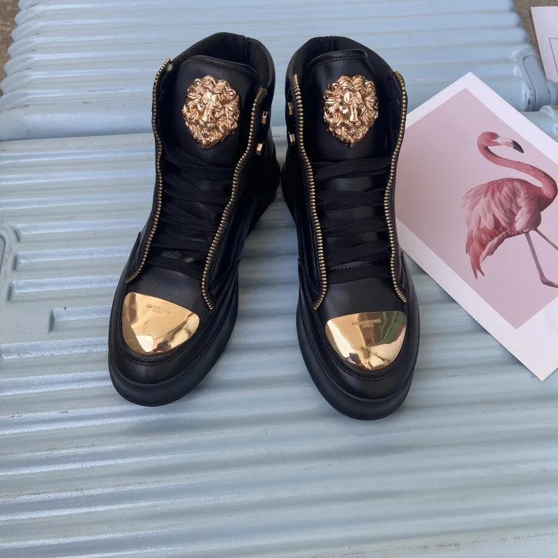 Zip decoration casual sneaker designer shoes for man luxury brand trainers running shoes high top sports casual ankle boots men - Kimlud
