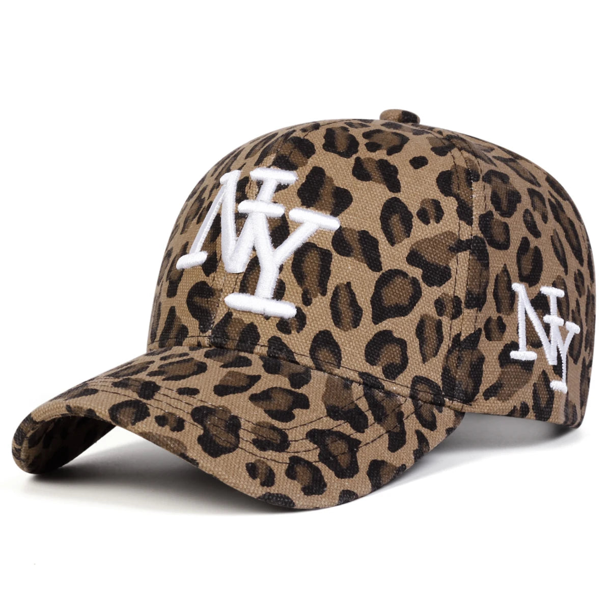 Unisex NY Letter Embroidery Leopard Print Baseball Caps Spring Autumn Outdoor Adjustable Casual Hats Sunscreen Hat Sports Cap