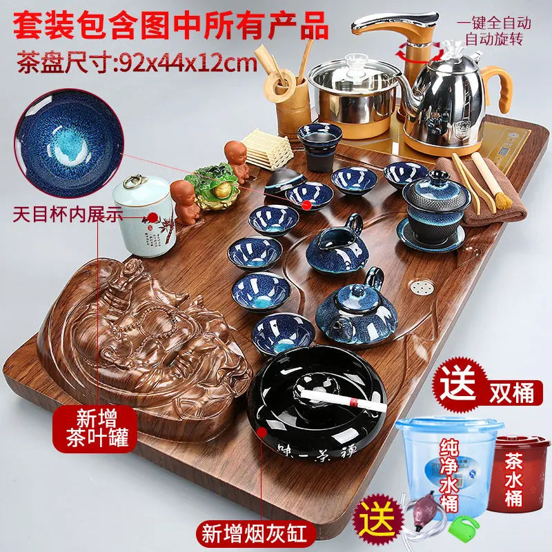 Luxury Rectangle Tea Tray Hospitality Ceremony Serving Accessories Drainage Tea Tray Chinese Kung Fu Bandejas Home...