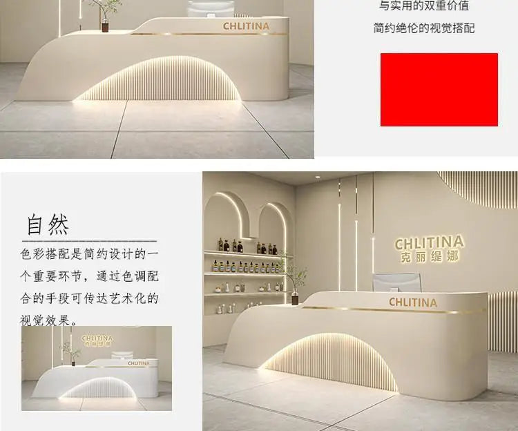 Welcome Service Reception Desks Sales Office White Front Reception Desk Cash Register Salon Recepciones Para Negocio Furniture - Kimlud