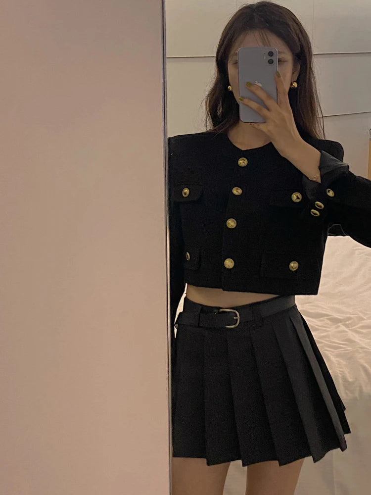 Chic ort Outerwear Women's Springtime Ele round Ne Loose Long Sve Top Faionable Design Sense Commute Sle Coat