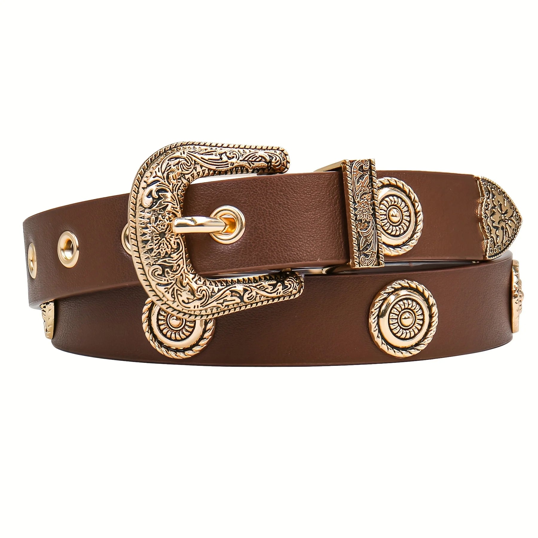 Women Studded Faux Leather Belt Fashion Western Punk for Womens Belts for Dresses Pants Jeans