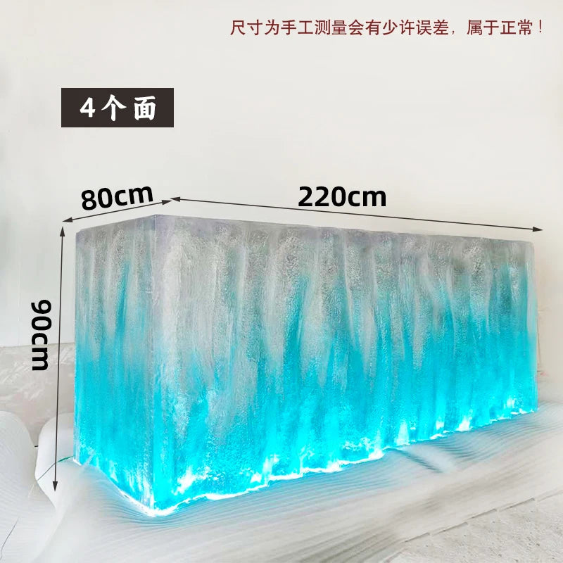 Premium Light Luxury Transparent Resin Hotel Front Desk Restaurant Villa Kitchen Partition Luminous Crystal Glacier Island Table