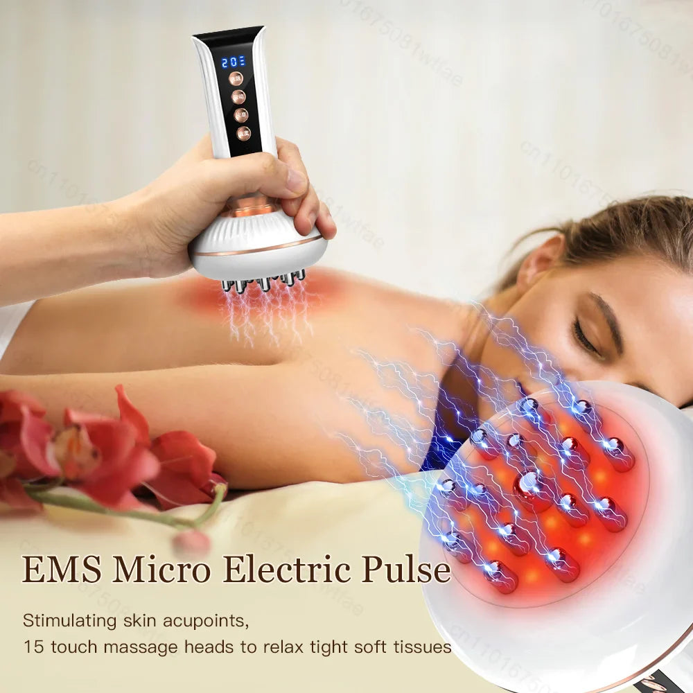 Ems Multifunctional Massage Brush Red Light Heating Waist Back Lymphatic Drainage Massager Meridian Brush Fat Rreducer Scraping