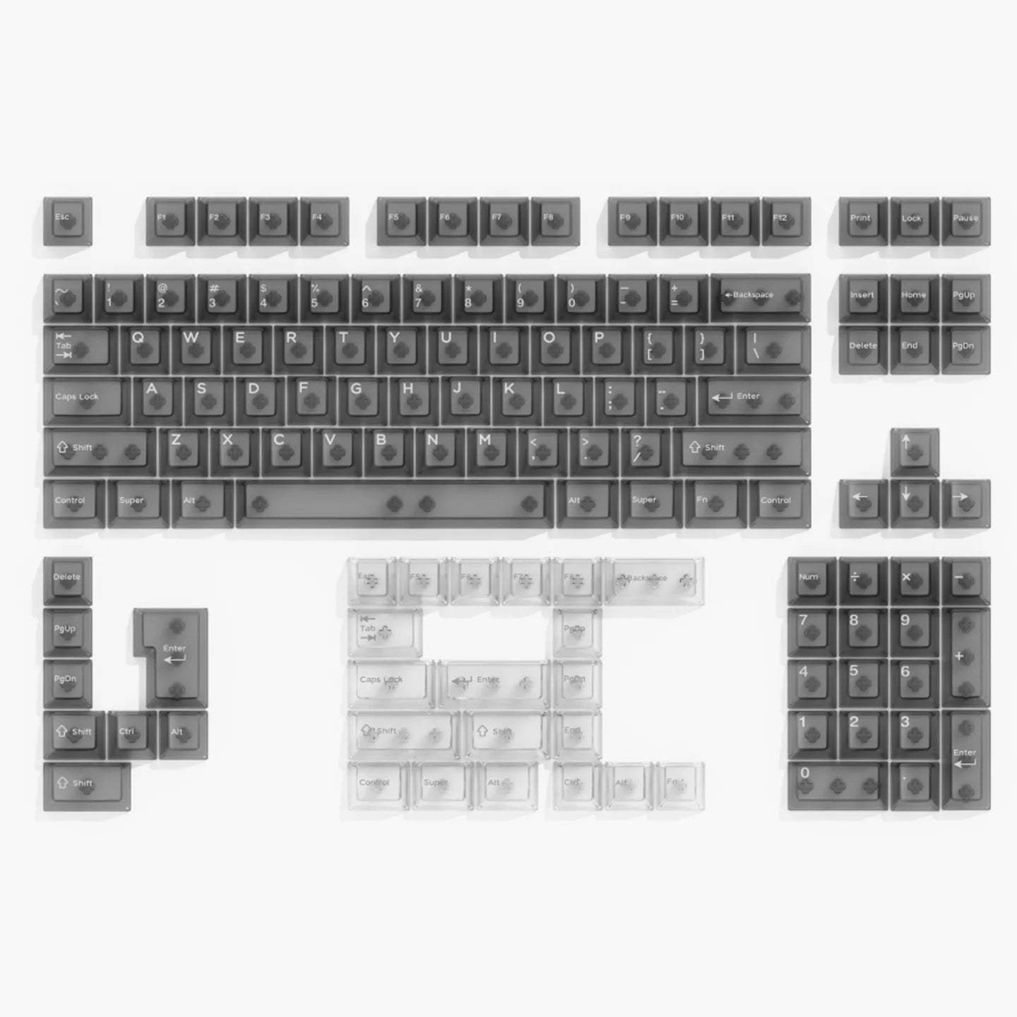 Multicolor Transparent PC Keycaps Cherry profile Shine Through Keycap Sets With Numberpad Key Cap for MX Mechanical Keyboard