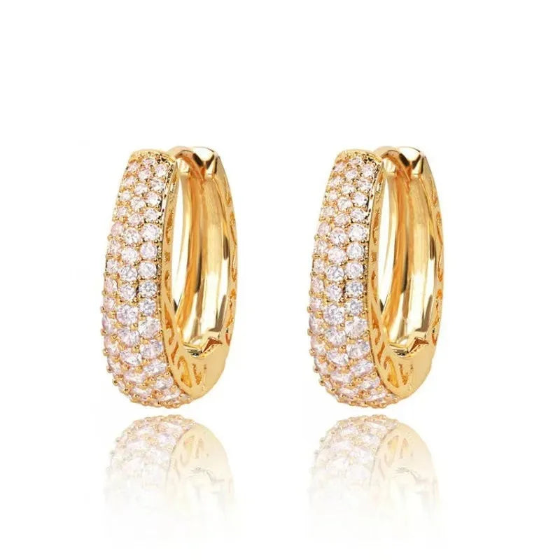 925 Sterling Silver Dazzling CZ Stone Hoop Earrings For Women Vintage Simple Zircon Circle Drop Earrings Elegant Party Jewelry - Kimlud