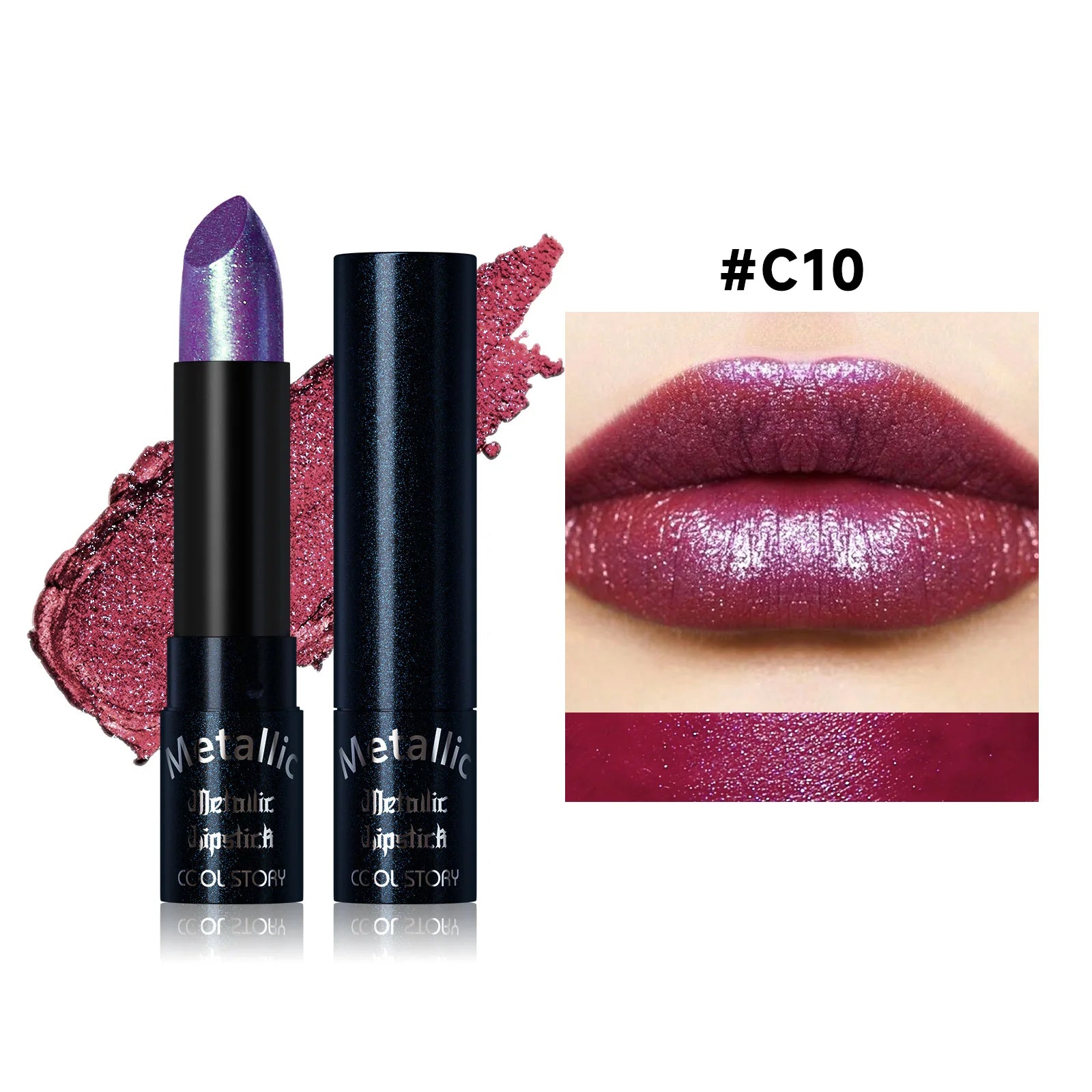 Metallic Pearlescent Pink Glitter Velvet Lipstick Waterproof Long Lasting Matte Shimmer Diamond Lipstick Women Makeup Cosmetics