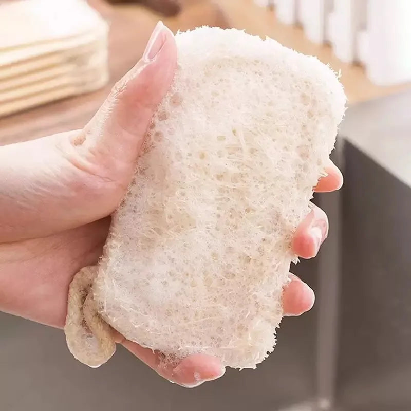 10PCS/5PCS/1PC - Double layer natural loofah sponge for kitchen cleaning, biodegradable, suitable for kitchen cleaning