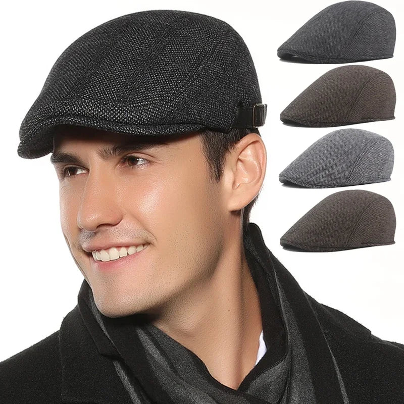 Fashion Berets Men High Quality Autumn Winter Wool Hat Herringbone Flat Cap Classical Artist Painter Hat Male Beret Caps...