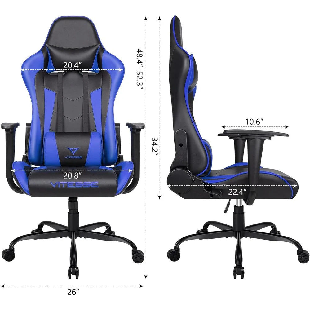 Ergonomic Teen Racing Style Gaming Chair with High Back Support, Massage Cushion, and Lumbar Support for Comfortable Computer De
