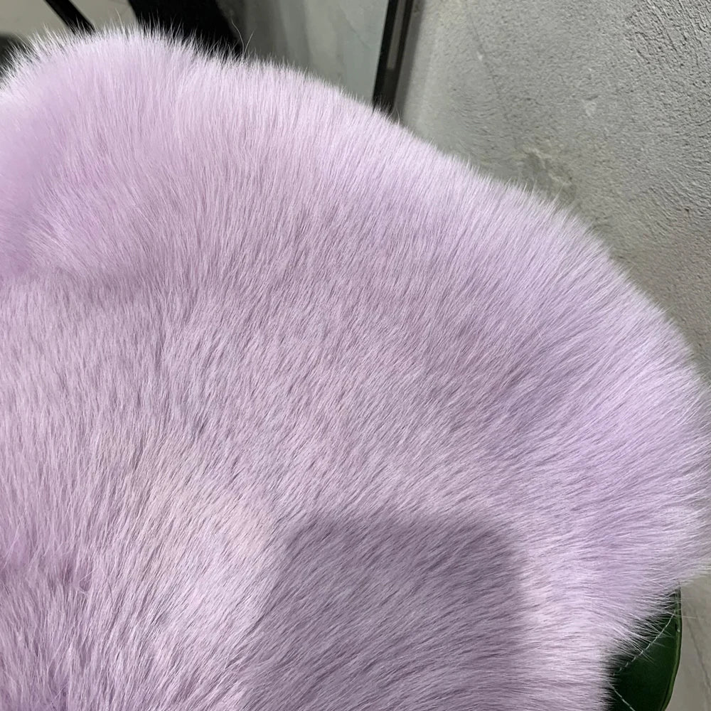 Winter Long Fur Coats Winter Female Natural Fox Fur OutWear Full Pelt Real Fox Fur Jackets with Long Sleeve