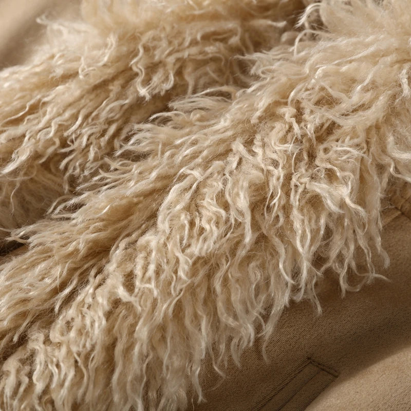 Vintage Patchwork Women's Faux Fur Trim Coat Urban Lapel Full Sleeve Female Jacket Female 2026 Spring Winter Lady Streetwear New