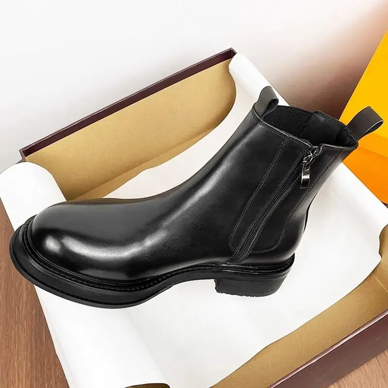 2025 British Men's Tide High Top Round Head Locomotive Premium Sleeve Cigarette Short Chelsea Boots | Kimlud...