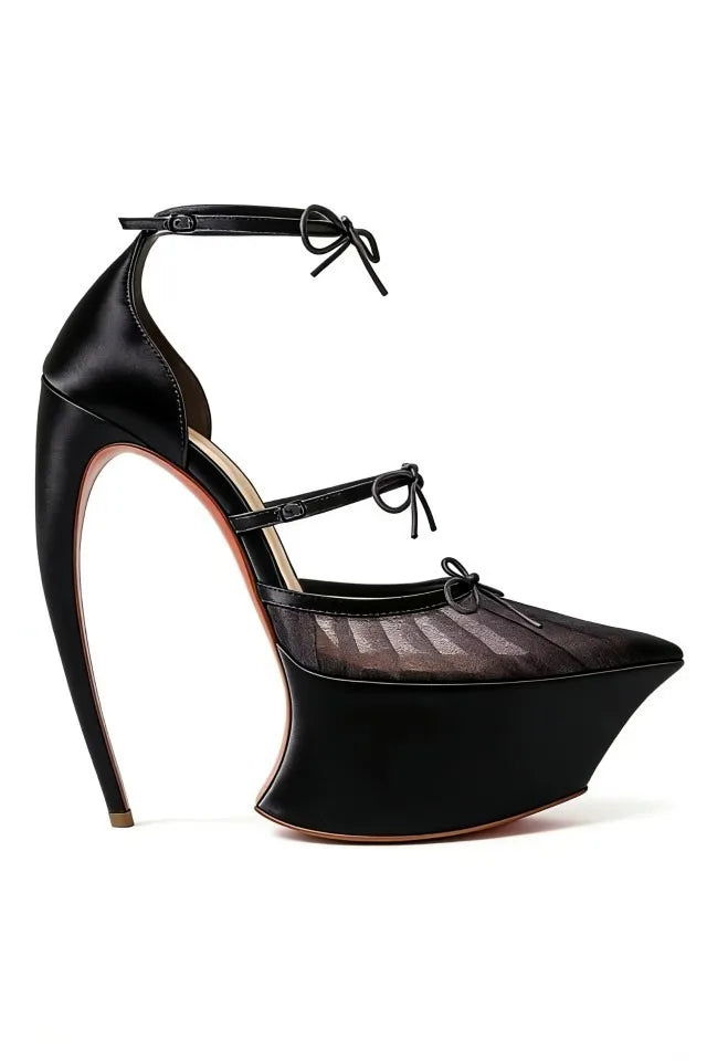 2026 Women's Stiletto High HeelsThick Bottom Headband BuckleSilk Bow BanquetSandals European AndAmerican Nightclub Fashion Shoes