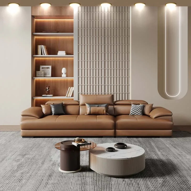 European Living Room Sofa Genuine Leather Sectional Corner Sofas Modular Luxury Sofa Sala De Estar De Luxo Modern Furniture - Kimlud