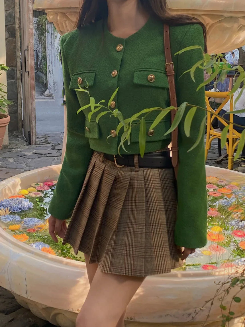 Chic ort Outerwear Women's Springtime Ele round Ne Loose Long Sve Top Faionable Design Sense Commute Sle Coat