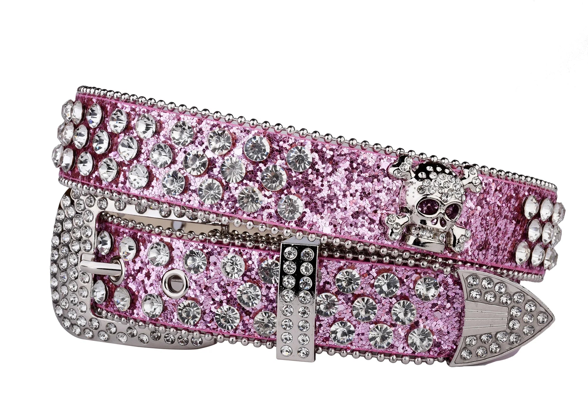 Rhinestone SkullBelt Western Cowgirl Belts For Women Girls Studded PU Leather Country Belt