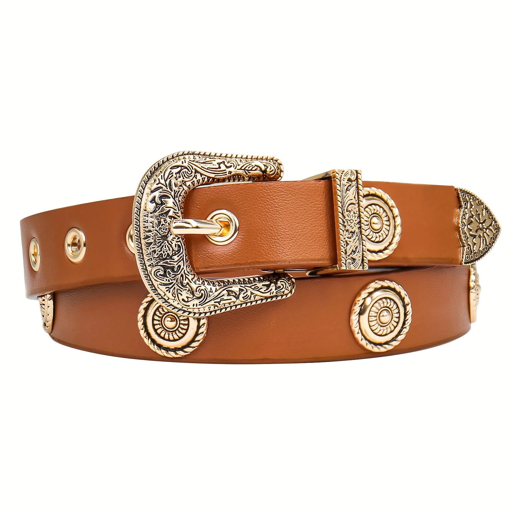 Women Studded Faux Leather Belt Fashion Western Punk for Womens Belts for Dresses Pants Jeans