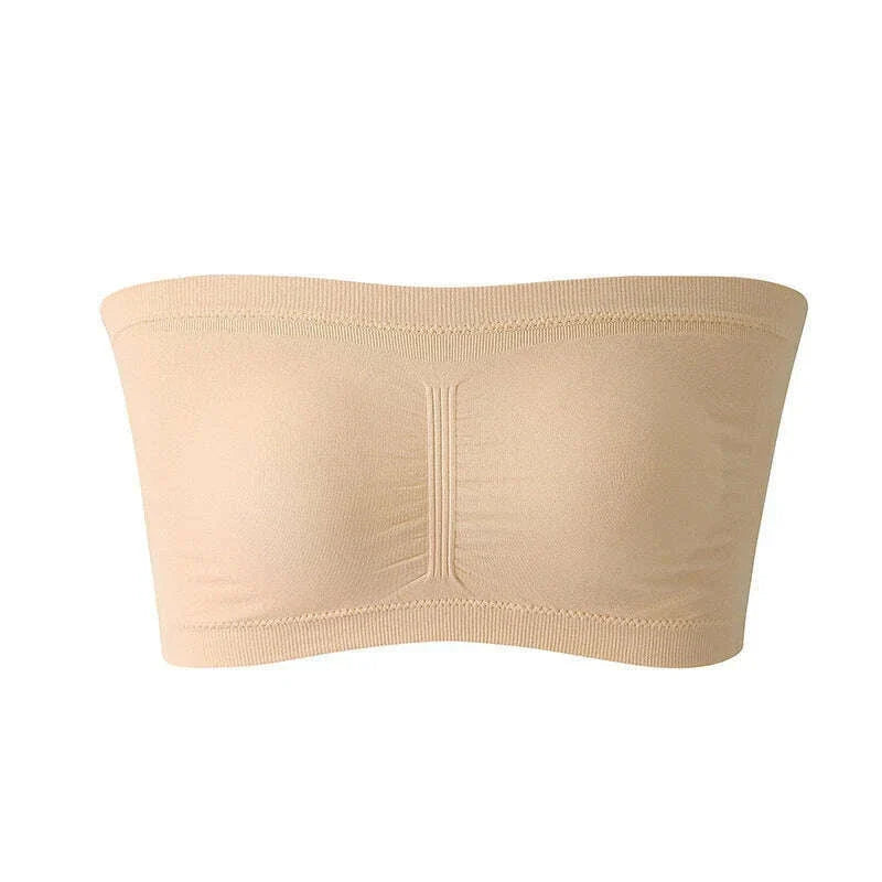 BurVogue Women Bandeau Bra Padded Strapless Bralette Bra Seamless Bandeau Tube Top Bra