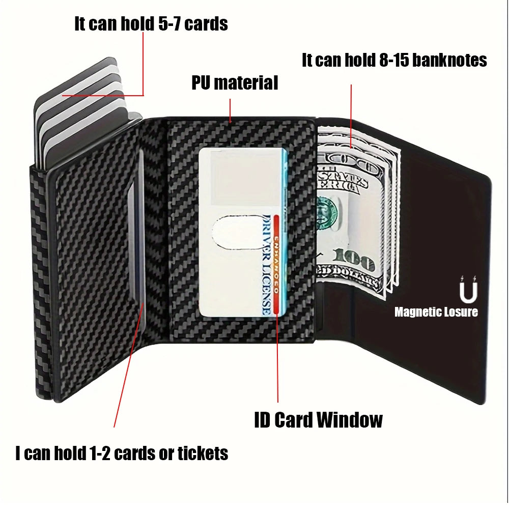 2024 New Men's Business Wallet Multi-card slot magnetic enclosure RFID Blocking Travel Wallet Card holder card pack