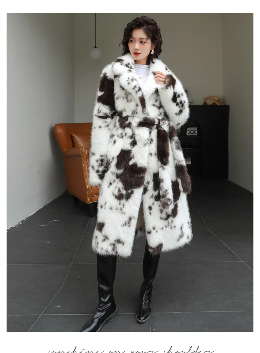 ZAROY Luxury Fluffy Faux Mink Fur Long Women's Coat Fashion Gradient Fur Winter Thick Warm Outerwear Brand Design Overcoat шу