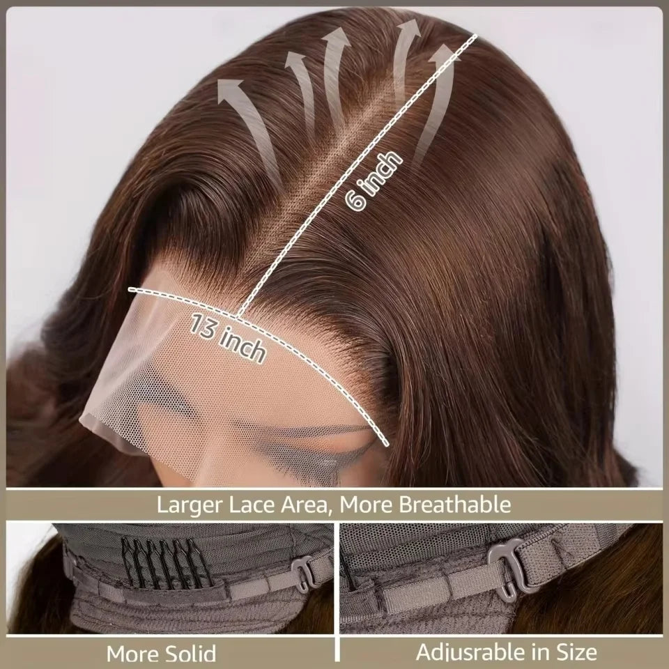 13x4 Bob Wig Human Hair Body Wave Brazilian Hair Pre Plucked and Natural Hairline HD Lace Frontal Wig Human Hair Pre...