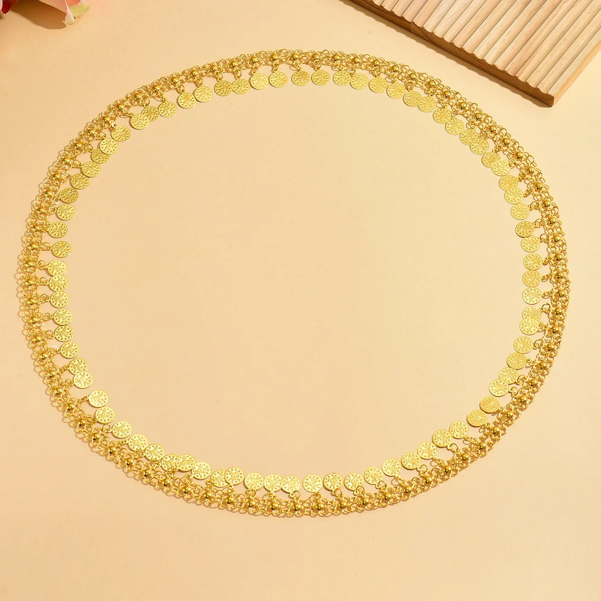 Golden Tassel Shoulder Chain Necklace Arab Kurdish Style Leaf Coin Pendant Fashion Accessory for Dresses Personality Decoration