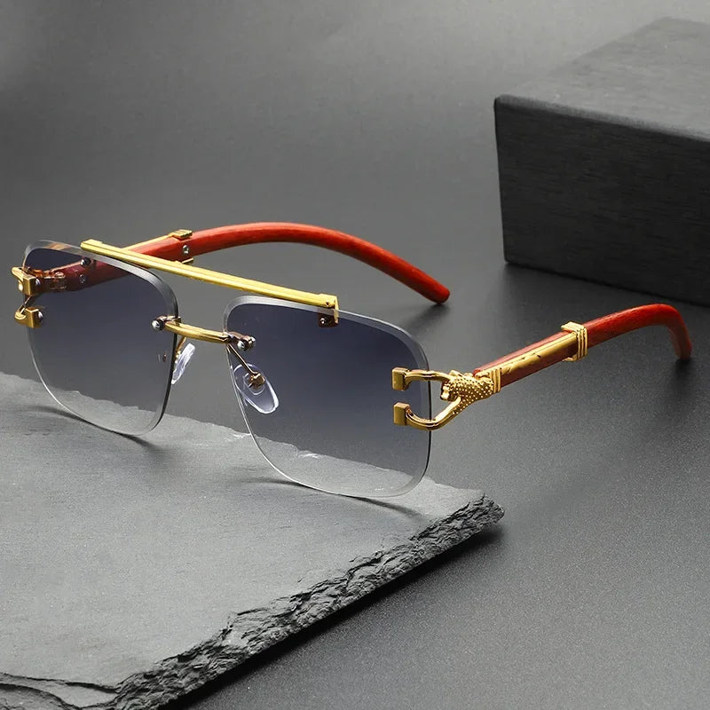Fashion Rimless Luxury Brand Casual Sunglasses New Men Square Premium Eyewear Women Outdoor Driving Sun Glasses UV400 |...
