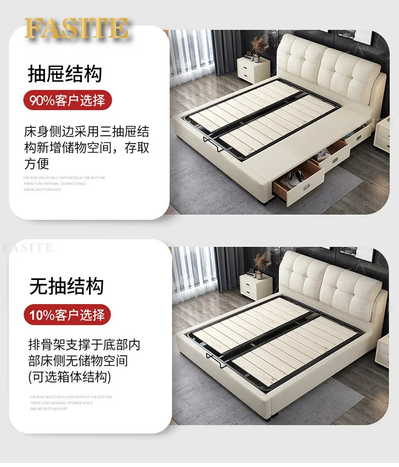 Premium High-quality New Arrival Technology Fabric Bed Small Unit, Master Bedroom, Large Bed, Light Luxury Nordic Fabric Bed