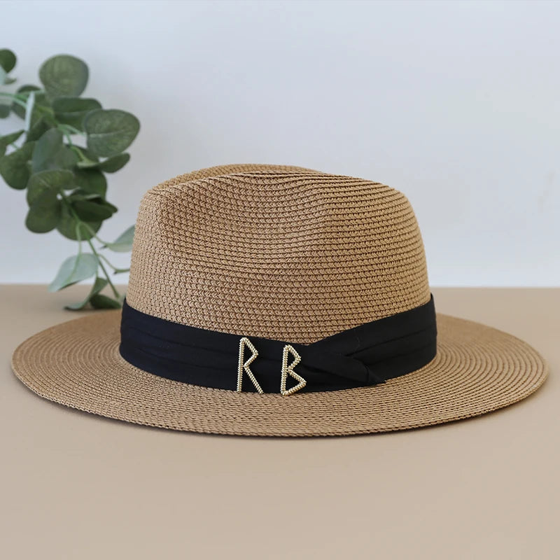 XL Big Size Sun Hat for Men Big Head Beach Panama Hat Man Wide Brim Straw Hat Designer Classic Fedora