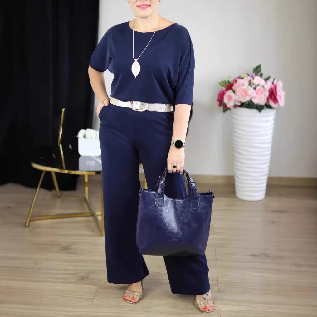 Pant Set Women Three Piece Sets Round Neck Full Sleeve Tops Mid Length Coats Wide Leg Long Pants High Waist Y2k Work 2025