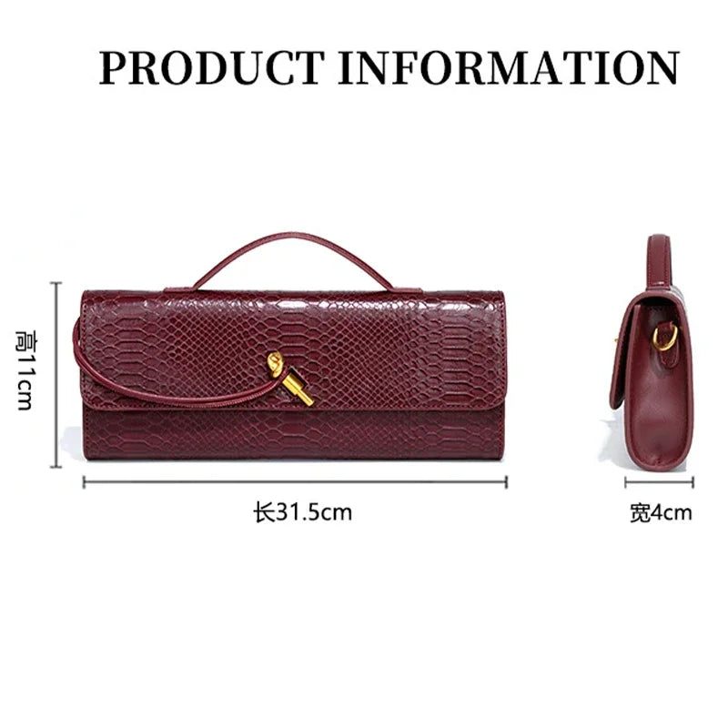 Luxury Design Top-Handle Bag For Women Evening Handbag Long Purse, Crocodile Pattern Crossbody Shoulder Bags Fashionable Outfits - Kimlud