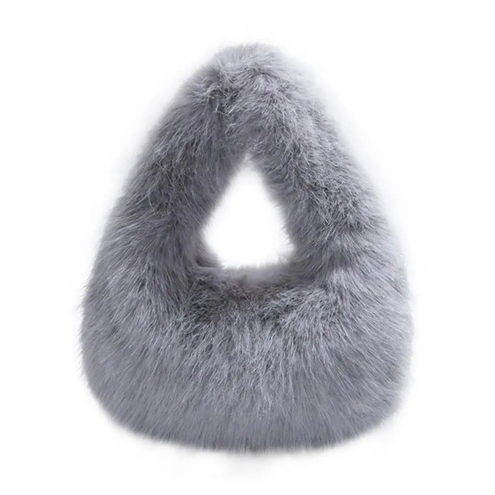 Winter Shoulder Bags Casual Furry for Women Solid Color Soft Plush Ladies Clutch Purse Handbags Lightweight Female Hobos Bag