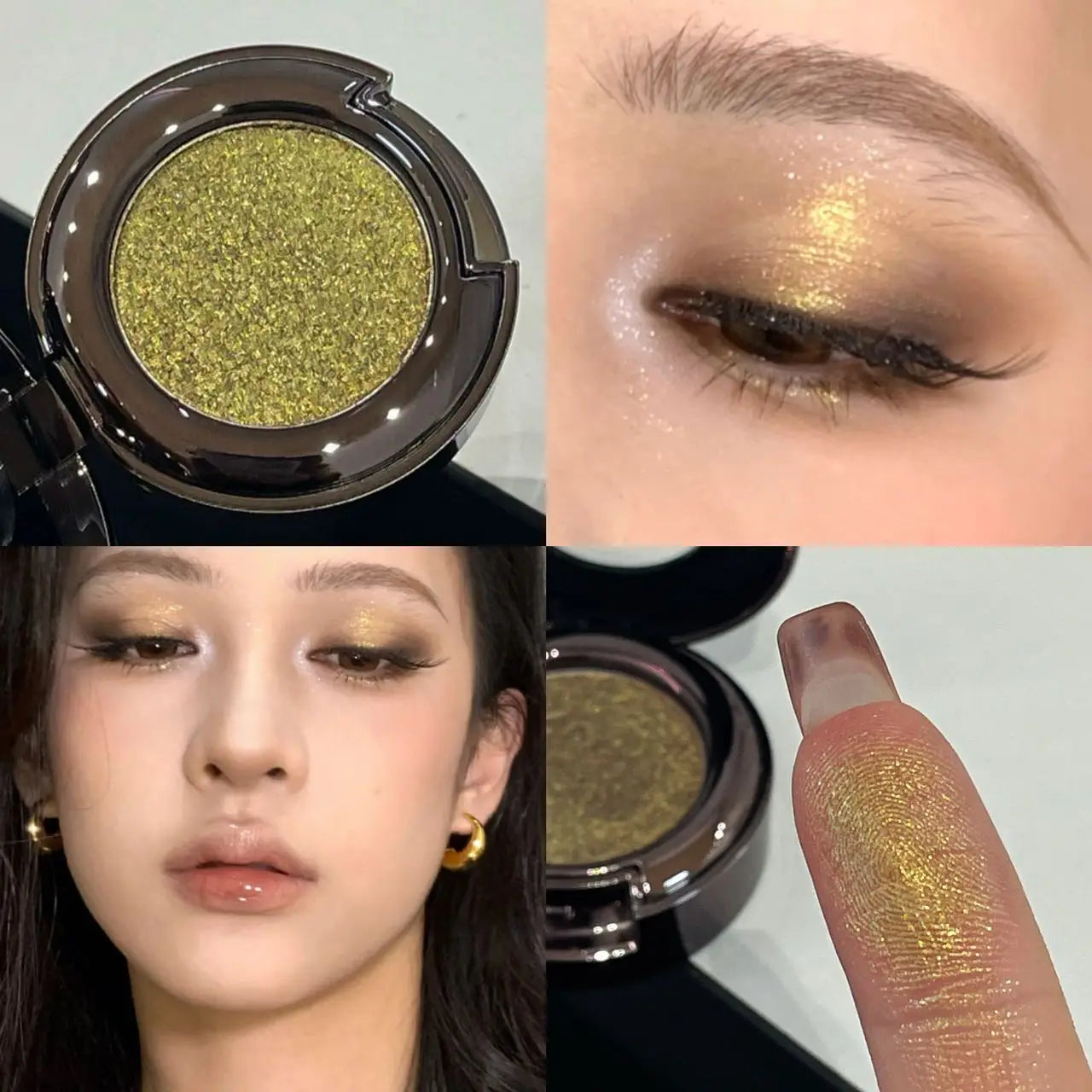 Metallic Glitter Smoked Green Eyeshadow Cream Chameleon Blue Sparkling Shimmer Highlighter Eyeshadow Palette Eye Shadow...