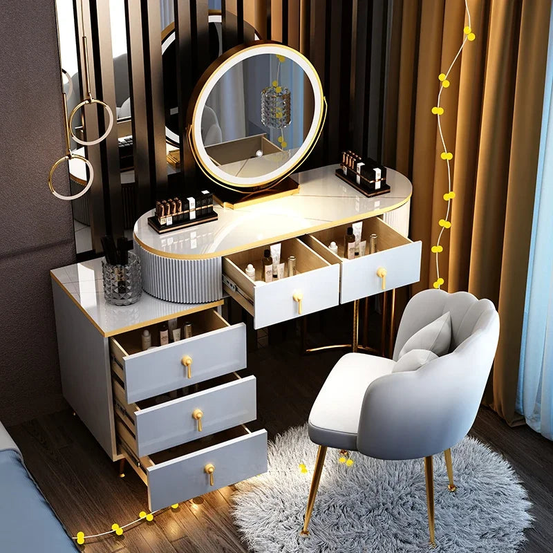 Modern Luxury Vanity Table Storage European Big Study Corner Women Organizer Dressing Table Girl Penteadeira Chinese Furniture