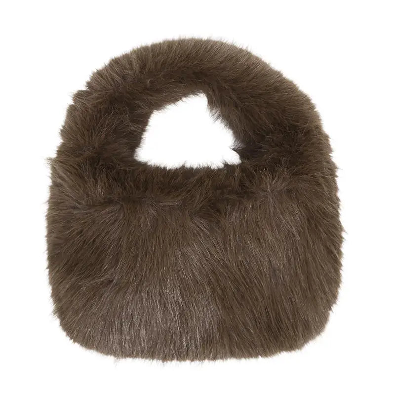 Winter Soft Plush Half Moon Bag Faux Fur Party Clutch Bag Lady Handbags Fluffy Female Winter Purse Casual Tote Bag Fashional Bag